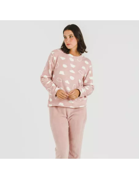 Pijama coral Papiro rosa pijama-inverno-mulher