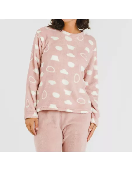 Pijama coral Papiro rosa pijama-inverno-mulher