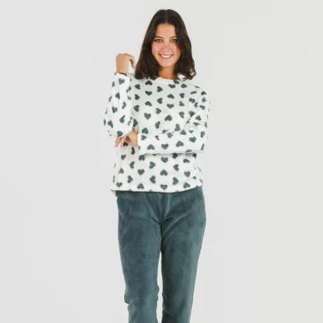 Pijama coral Praga azul pijama-inverno-mulher