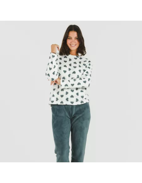 Pijama coral Praga azul pijama-inverno-mulher
