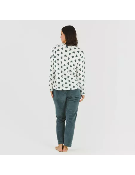Pijama coral Praga azul pijama-inverno-mulher
