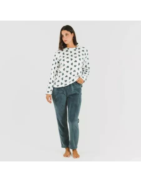 Pijama coral Praga azul pijama-inverno-mulher