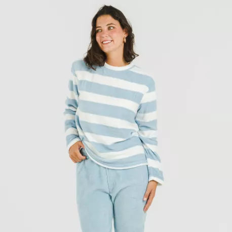 Pijama coral Raya Vinia azul celeste pijama-inverno-mulher