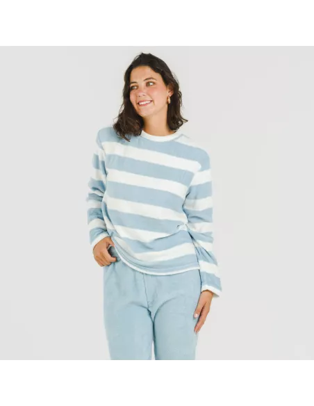 Pijama coral Raya Vinia azul celeste pijama-inverno-mulher