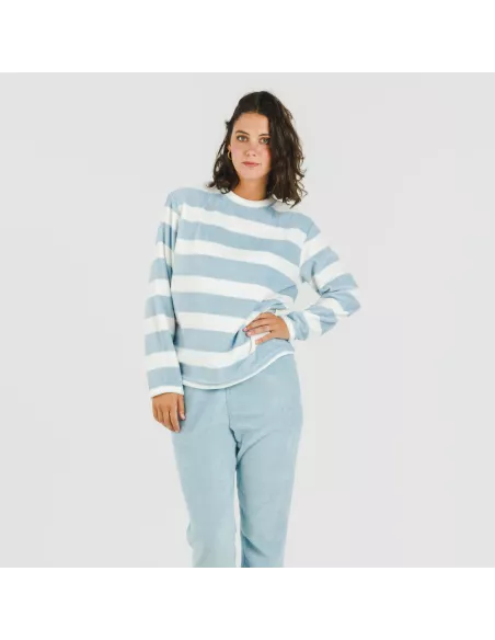 Pijama coral Raya Vinia azul celeste pijama-inverno-mulher