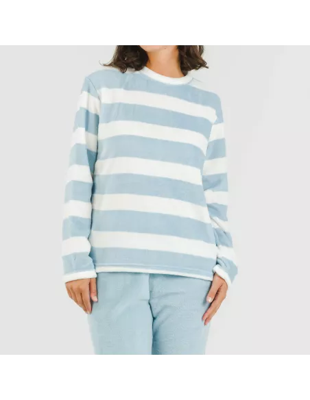 Pijama coral Raya Vinia azul celeste pijama-inverno-mulher