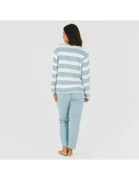 Pijama coral Raya Vinia azul celeste pijama-inverno-mulher