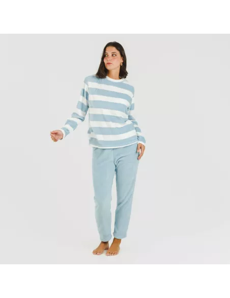 Pijama coral Raya Vinia azul celeste pijama-inverno-mulher