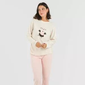 Pijama polar Buho rosa palo