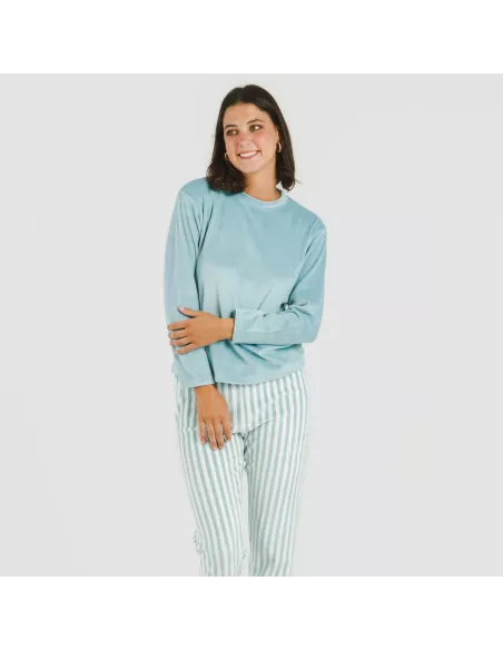 Pijama veludo Raya Seasonal água marinha pijama-inverno-mulher