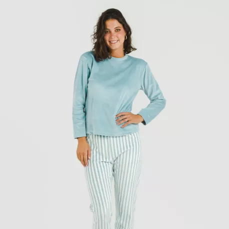 Pijama veludo Raya Seasonal água marinha pijama-inverno-mulher