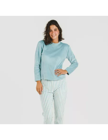 Pijama veludo Raya Seasonal água marinha pijama-inverno-mulher