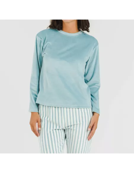 Pijama veludo Raya Seasonal água marinha pijama-inverno-mulher