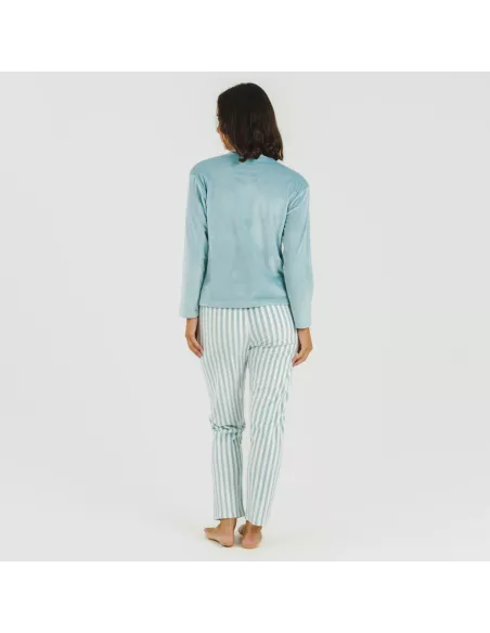 Pijama veludo Raya Seasonal água marinha pijama-inverno-mulher