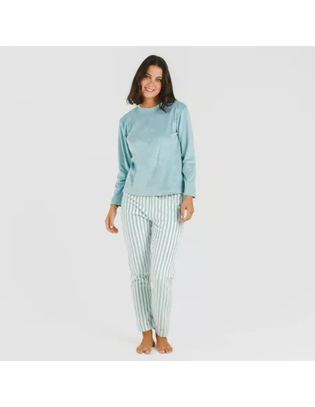 Pijama veludo Raya Seasonal água marinha pijama-inverno-mulher