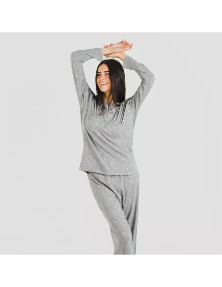 Pijama mulher soft Ambarina cinza marengo pijamas-compridos-de-mulher