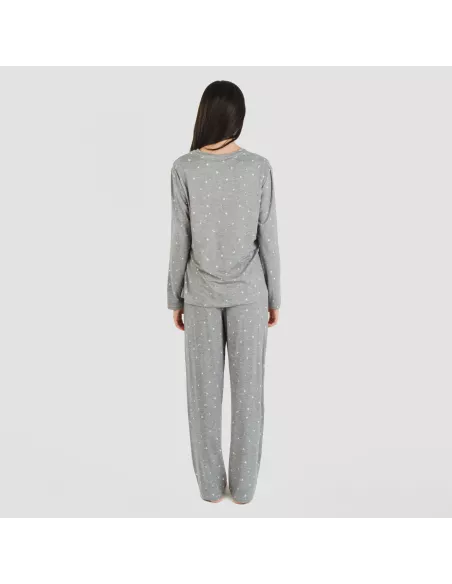 Pijama mulher soft Ambarina cinza marengo pijamas-compridos-de-mulher