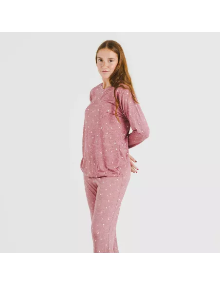 Pijama mulher soft Ambarina malva rosa pijamas-compridos-de-mulher