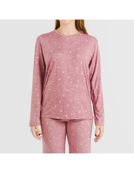 Pijama mulher soft Ambarina malva rosa pijamas-compridos-de-mulher