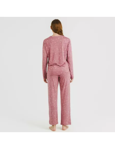 Pijama mulher soft Ambarina malva rosa pijamas-compridos-de-mulher