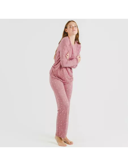Pijama mulher soft Ambarina malva rosa pijamas-compridos-de-mulher