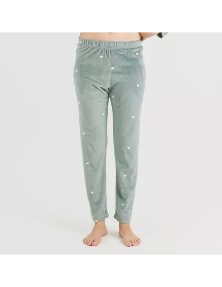 Pijama veludo Hearts verde menta pijama-inverno-mulher