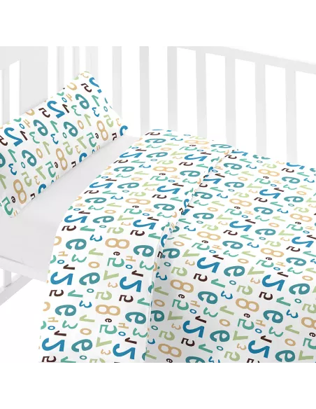 Capa de edredão algodão Numbers cama bebé capa-edredao-para-bebe