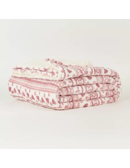 Manta sherpa Candy malva rosa mantas-sherpa