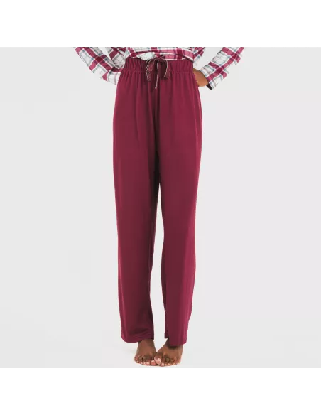 Pijama comprido Secret mujer Cuadro Dalis bordeaux pijamas-compridos-de-mulher