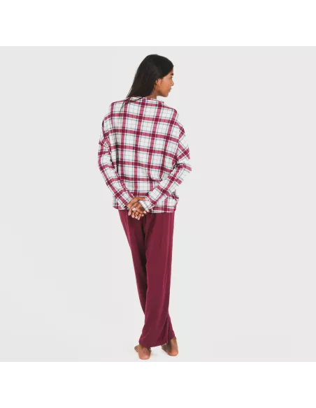 Pijama comprido Secret mujer Cuadro Dalis bordeaux pijamas-compridos-de-mulher