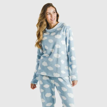 Pijama coral Nubecita azul celeste pijama-inverno-mulher