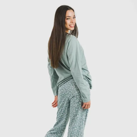Pijama algodão Oniris azul indigo pijamas-compridos-de-mulher
