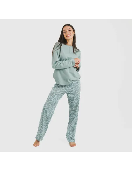 Pijama algodão Oniris azul indigo pijamas-compridos-de-mulher