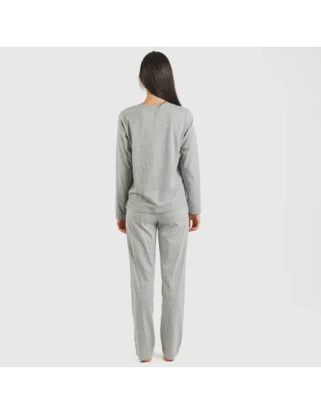 Pijama algodão Raya Chuck cinza misto pijamas-compridos-de-mulher