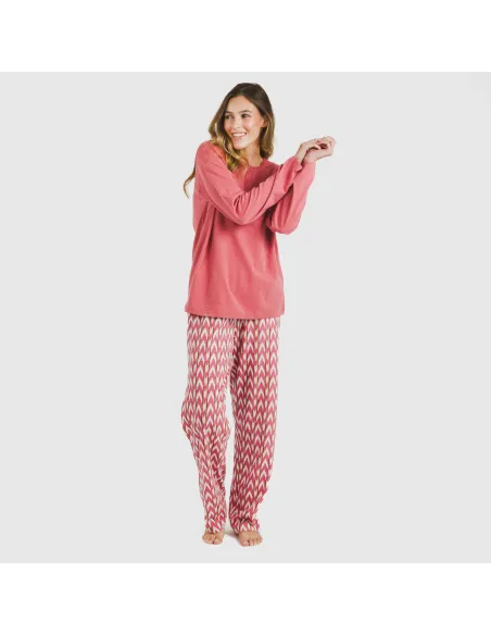 Pijama algodão Alfa marsala pijamas-compridos-de-mulher