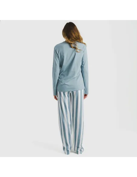 Pijama algodão Raya Elvis azul indigo pijamas-compridos-de-mulher