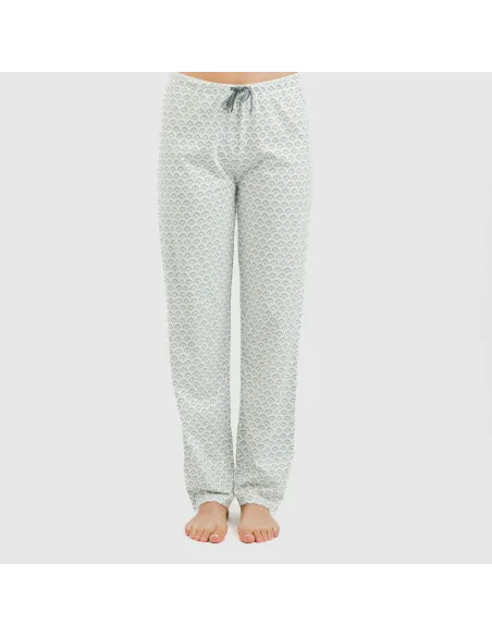 Pijama comprido algodão mulher manga fluída Xenia verde azulado pijamas-compridos-de-mulher