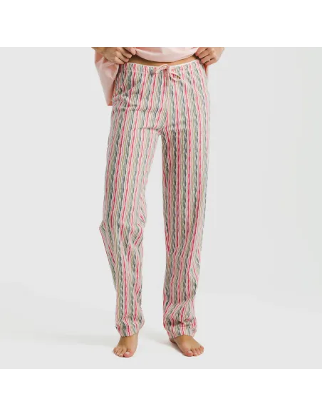 Pijama comprido algodão mulher manga fluída Villa rosa pijamas-compridos-de-mulher