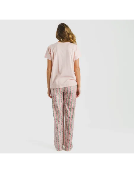 Pijama comprido algodão mulher manga fluída Villa rosa pijamas-compridos-de-mulher