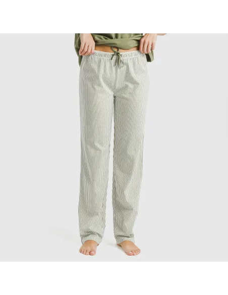 Pijama comprido algodão mulher manga fluída Raya Mozarabe verde pijamas-compridos-de-mulher