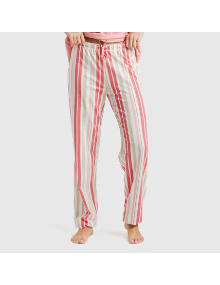 Pijama comprido algodão mulher manga fluída Raya Calendula marsala pijamas-compridos-de-mulher