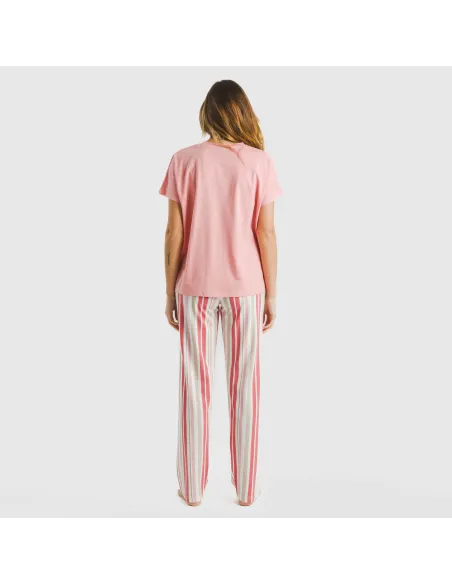 Pijama comprido algodão mulher manga fluída Raya Calendula marsala pijamas-compridos-de-mulher