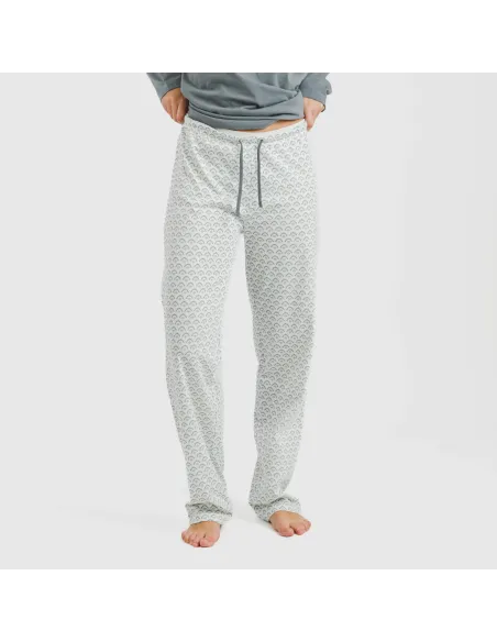 Pijama algodão Xenia verde azulado pijamas-compridos-de-mulher