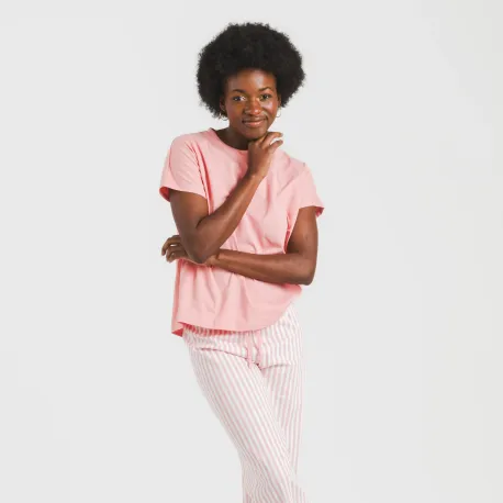 Pijama comprido algodão mulher manga fluída Raya Kodac marsala pijamas-compridos-de-mulher