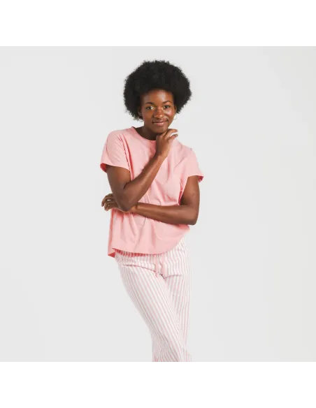 Pijama comprido algodão mulher manga fluída Raya Kodac marsala pijamas-compridos-de-mulher