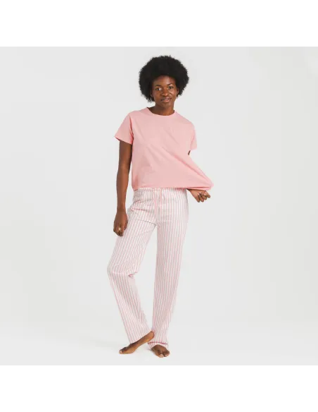 Pijama comprido algodão mulher manga fluída Raya Kodac marsala pijamas-compridos-de-mulher