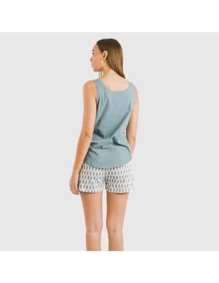 Pijama curto algodão Arpani verde azulado pijamas-curtos-mulher