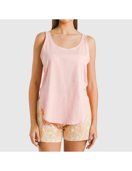 Pijama curto algodão Mina rosa pijamas-curtos-mulher