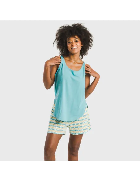 Pijama curto algodão Denalia água marinha pijamas-curtos-mulher