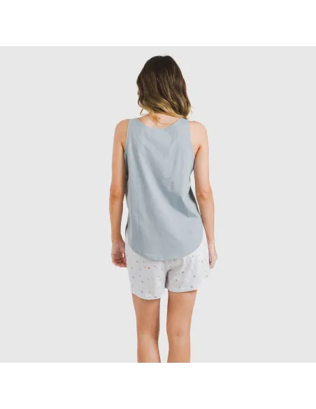 Pijama curto algodão Condy azul indigo pijamas-curtos-mulher